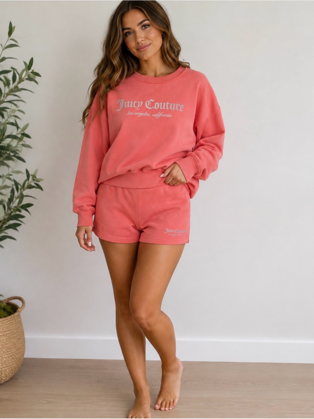 Juicy Couture Coral Sweatshirt & Shorts Lounge Set NEW